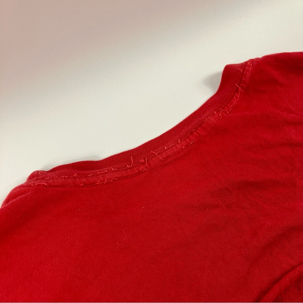 Affliction Oversized Red Graphic Skull Tee with Back Cutouts - Picture 8 of 9
